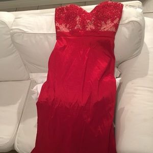 Red lace maxi long gown